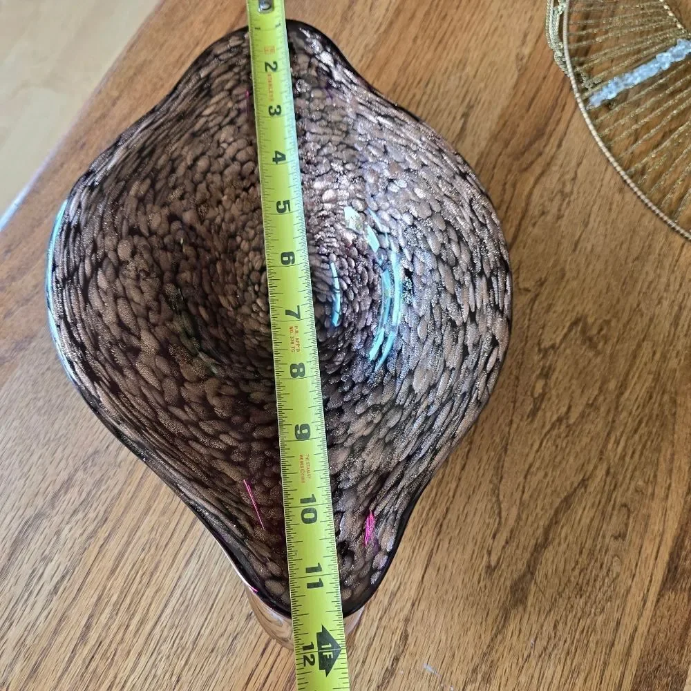 Mid Century Murano Copper Aventurine Dish Ashtray Oblong‎ Copper Sparkle